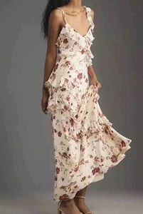 Anthropologie Let Me Be Sleeveless Ruffle Maxi Dress Size 8 Bnwt $178.00 - Picture 1 of 6