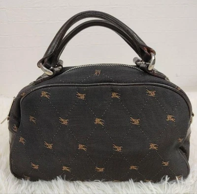 Bolso Bandolera Burberry Etiqueta Azul Mini Boston Lona Cuero Negro Auténtico Foto 1 de 4