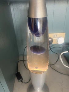 Bullet Shaped Luna Lava Lamp - Silver Base, Dark Blue Wax Bubbles 42.cm - Picture 1 of 6