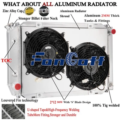 3ROW Radiator+Shroud+Fan fits 1979-93 Ford Mustang Granada LTD Mercury Cougar, Foto 1 de 4