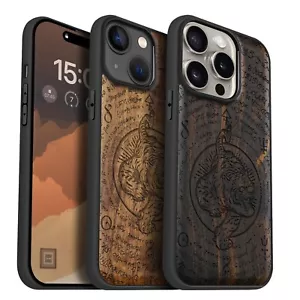 Magnet Holz Handyhülle für iPhone 12 13 14 15 16 Pro Max Plus MagSafe Cover - Bild 1 von 13