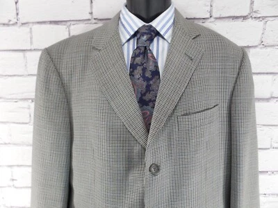 Burberry Mens 42L Houndstooth Sport Coat Suit Jacket 3 Button Front USA London - Image 1 of 4