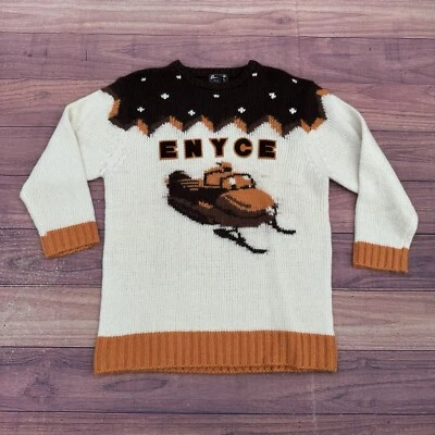Винтажный Y2K Enyce лыж вязаный свитер Sz L коричневый хип-хоп Urban Streetwear NYC 90-х - Изображение 1 из 4