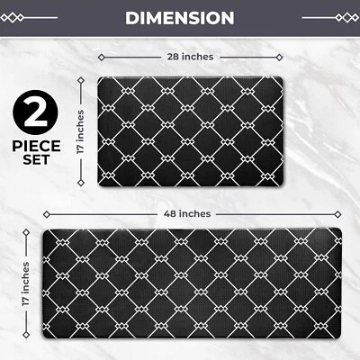 Sierra Concepts Kitchen Mat 2 Piece Combo Set - Anti Fatigue Waterproof, Black