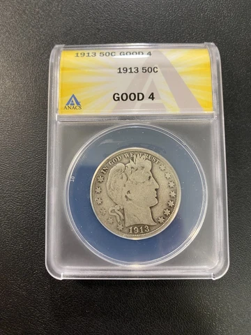1913 P BARBER HALF DOLLAR ANACS G-4 - SILVER BARBER HALF - CERTIFIED SLAB - 50C Cover
