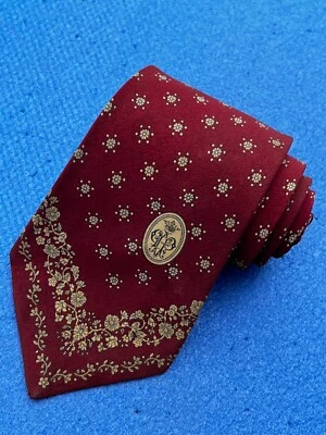 Auténtica corbata vintage Emilio Pucci V diseño floral granate 100 % seda Foto 1 de 4