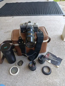 Minolta SRT-202 35mm MC Rokkor-X Lens Accessories 3 Lenses, Carrying Case +More! - Picture 1 of 14