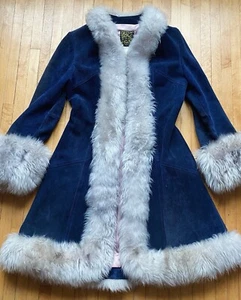 Vtg Penny Lane Jacket Suede Leather Women Faux Shearling Fur GASTOWN TALK S/M - Picture 1 of 9