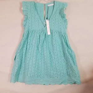 NWT Mustard Seed Dress Jumpsuit Ruffle Sleeves Eyelet Cotton Mermaid Fairy Play - Picture 1 of 6