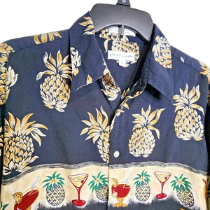 Camisa hawaiana Pierre Cardin con botones manga corta rayón piña talla M - Imagen 1 de 5