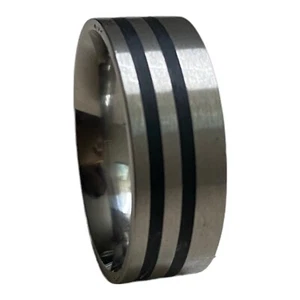 Elegante banda acanalada de titanio de 8 mm - Talla 10 - Boda, compromiso o regalo - Imagen 1 de 3