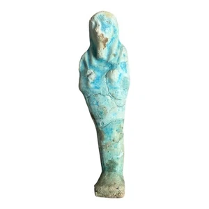 Ancient Egyptian Hand-Carved Faience Glazed Stone Ushabti Figure - Picture 1 of 7