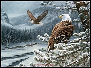Winter Eagles - Counted Cross Stitch Patterns - Color & BW Symbols - Picture 1 of 2