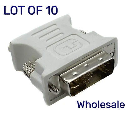 LOT OF 10 Branded DVI-A 12+5 Pin Male to VGA 15 Pin Female Adapter Converter - Image 1 of 4