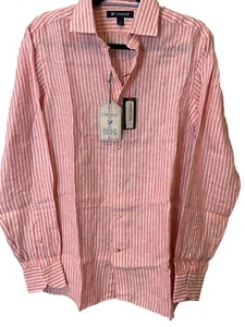 Cremieux Button Up Shirt Mens Size S Pink Pinstriped Long Sleeve Linen NWT - Picture 1 of 10