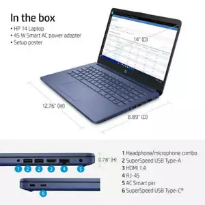 HP Stream Laptop 14" Micro-Edge HD Celeron N4120 4GB 64GB eMMC Webcam Win 11 S - Picture 1 of 9