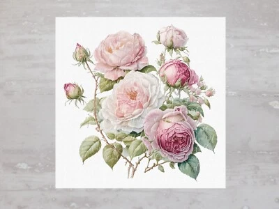 Lindo painel de tecido rosa gasto rosa repolho rosas bloco de costura acolchoado A196 - Imagem 1 de 4