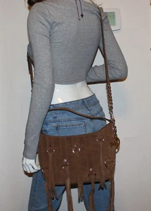 MICHAEL Michael Kors Dark Caramel Presley Suede Medium Shoulder Crossbody Bag - Picture 1 of 12