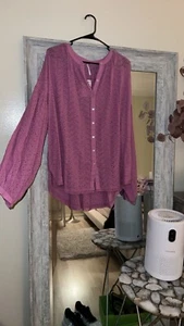 NWT Free People Maddison Eyelet Blouse Orchid $118.00 Size: Large - Picture 1 of 5