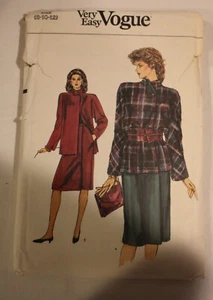 Very Vogue pattern 8503 VTG '80s Jacket & Skirt Dark Academia Suit Set 8-10-12 - Picture 1 of 6