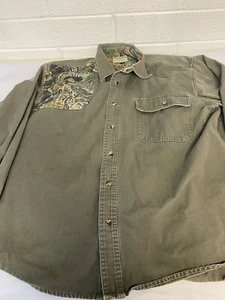 Cabela's Long Sleeve Shooting Shirt Large Green/Seclusion Camo Button Front - Picture 1 of 5