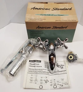 Vintage American Standard Chrome Bathroom Taps w/ Cross Handles NOS Faucets - Picture 1 of 11