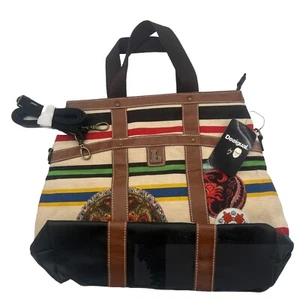 Desigual Tote Bag BOLS SELY patch Large stripe in Canvas and Faux Leather - Picture 1 of 10
