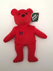 Peluche Orso Salvinos Bamm Beanos Sammy Sosa 21 Rosso e Blu 8" con etichette 1998 - Foto 1 di 2