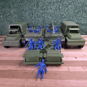 Vintage MPC Green Army Vehicles and Blue Figures Lot - Picture 1 of 9