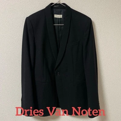 [美品]DRIES VAN NOTEN Shawl Collar Wool Jacket Black - Image 1 of 4