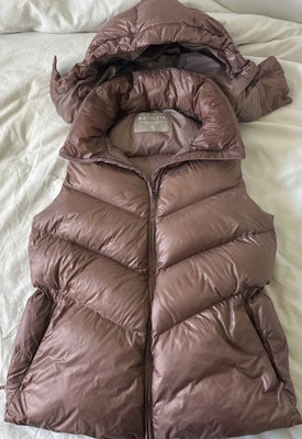 Athleta Women's Lofty Goose Down Puffer Vest Mauve - Hooded- Full Zip Small - Image 1 of 4