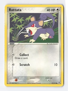 Tarjeta de juego de cartas coleccionables Pokémon Rattata 77/112 regular común EX rojo fuego y verde hoja casi nueva - Imagen 1 de 3