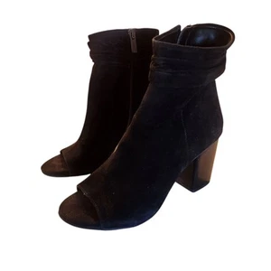 Kenneth Cole Reaction Botas Mujer 7.5 M Fridah Botín Negro Gamuza Tacones - Imagen 1 de 8