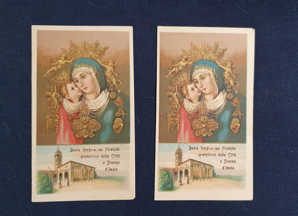 LOTTO DI 2 SANTINI DIVERSI BEATA VERGINE DEL PIRATELLO IMOLA  BOLOGNA - Imagen 1 de 3