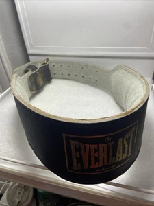 Everlast Leather Weight Lifting Belt Size Large BLACK Model #1017 MADE IN USA - Picture 1 of 10