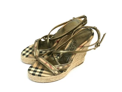 Burberry Nova Check Espadrilles Wedge Sandals - Image 1 of 4