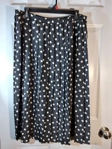 Leslie Fay Plisseerock schwarz Punkte Taille 34 cm (Gr.14) Vintage Karriere elegant - Bild 1 von 5
