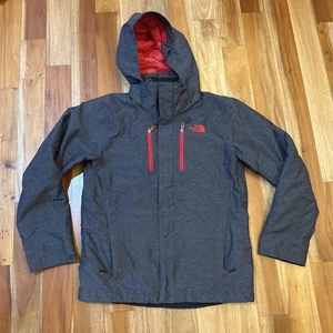 North Face Powdance Gray Red Hyvent Ski Snowboard Hooded Jacket Mens Small S - Picture 1 of 10