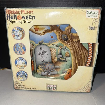 Debbie Mum Spooky Town Desert/Salad Plates Set Of 4 New Free Shipping - Image 1 of 4