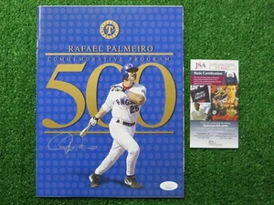 PROGRAMA CONMEMORATIVO DE 500 HORAS FIRMADO RAFAEL PALMEIRO TEXAS RANGERS JSA CERTIFICADO DE AUTENTICIDAD - Imagen 1 de 4