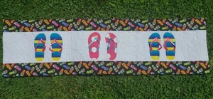 Summer Fun Flip Flop Quilted Table Runner - Picture 1 of 4