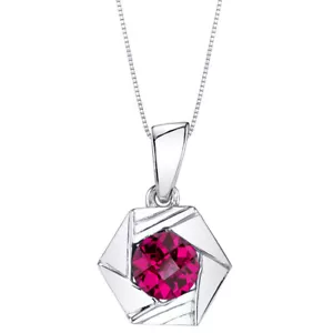 Laborgefertigte Rubin Sterlingsilber Kreis Anhänger Halskette 1,25 Karat - Bild 1 von 2