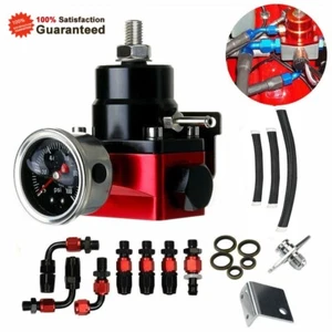 EFI Fuel Pressure Regulator Kit Bypass Return Pressure Gauge AN6 Fuel Line Hose - Picture 1 of 8