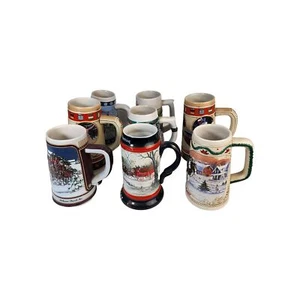 Budweiser Beer Steins 8 Collectors Series 198-95 Holiday Horses Anheuser Coors - Picture 1 of 8