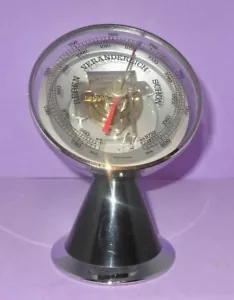 Vintage Space Age BGM Tisch-Barometer Chrom/schwarz Halbschale 70er-582- - Bild 1 von 7