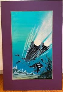 LARGE! 1978 "Attack from Atlantis" DEAN ELLIS Original Art Cover Painting Pulp - Picture 1 of 12
