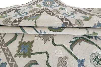 Oushak Hand Knotted Ivory 4x6, 5x8, 6x9, 8x10, 9x12, 10x14, 12x15 Wool Area Rug - Image 1 of 4