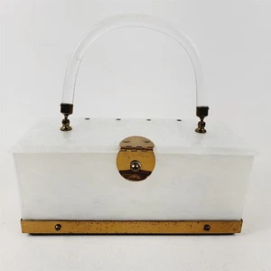Bolso con asa superior vintage Dorset-Rex 5th Ave Lucite blanco crema transparente - Imagen 1 de 10