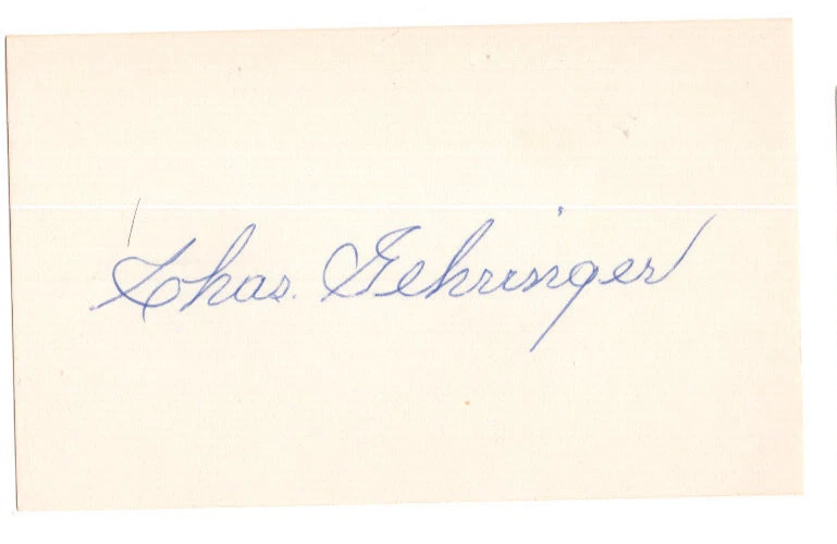 Charlie Gehringer Signed Index Card / Autographed MLB Baseball HOF Yankees - Image 1 of 1