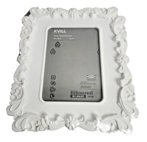 Ikea Kvill White Ornate Picture Frame 5" X 7" Opening 11"x 9" Outer Stand Hang - Picture 1 of 4